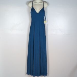 Morilee NWT Chiffon Bridesmaid Dress with Deep V-Neck and Spaghetti Straps
